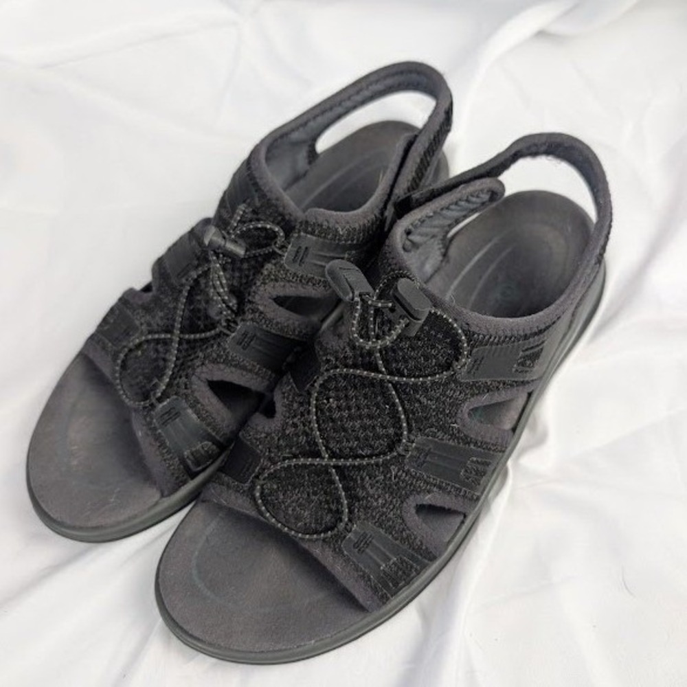 Orthofeet Maui Stretch Black Orthopedic Knit Bungee Sandals Women's 8.5W